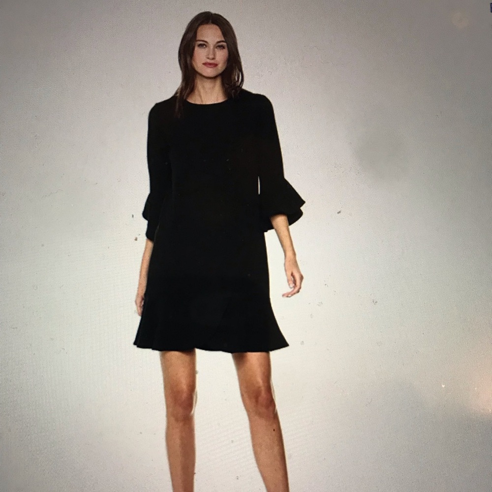 ECI New York black ruffle sleeve shift dress